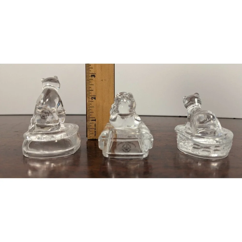 Vintage Avon Crystal Cats Lot of 3 Lead Crystal Figurines 1994 1995 Clear Glass